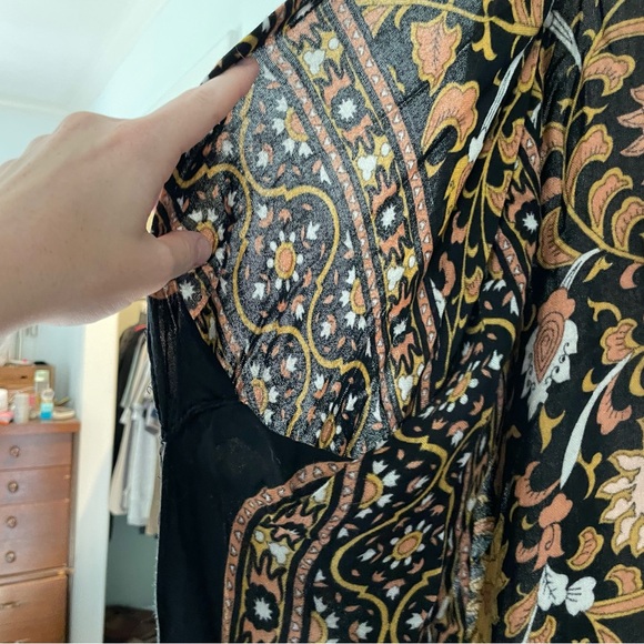 Free People Kimono Black Orange Pink one size - Picture 5 of 6